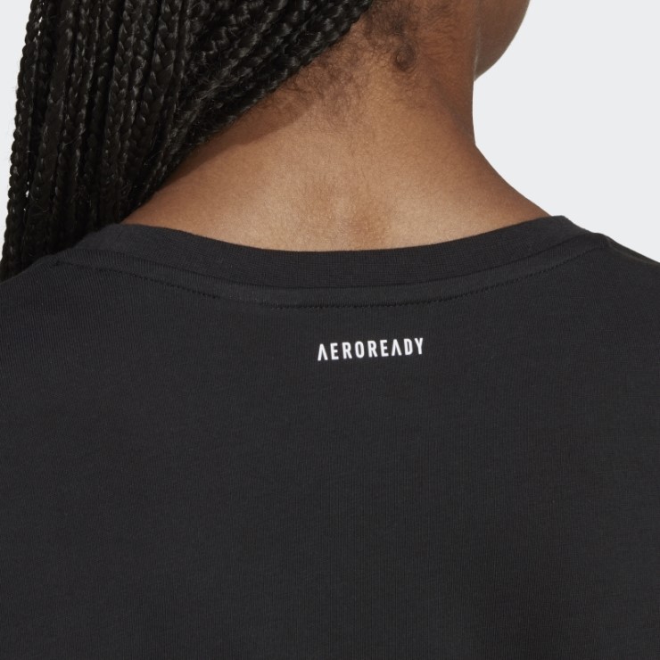 Adidas Camiseta Negra Aeroready Con Gráfico Corto De Entrenamiento