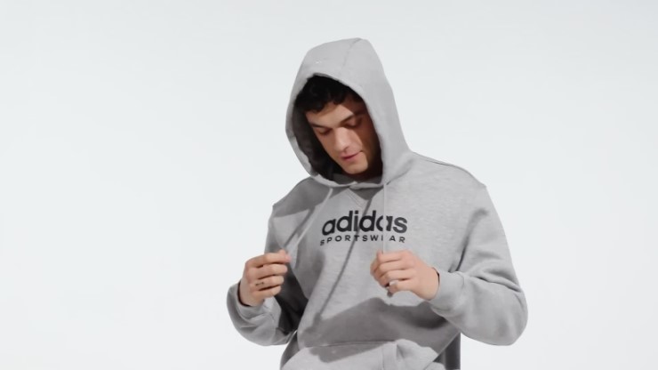 Adidas All Szn Fleece Graphic Sudadera Con Capucha Gris Medio