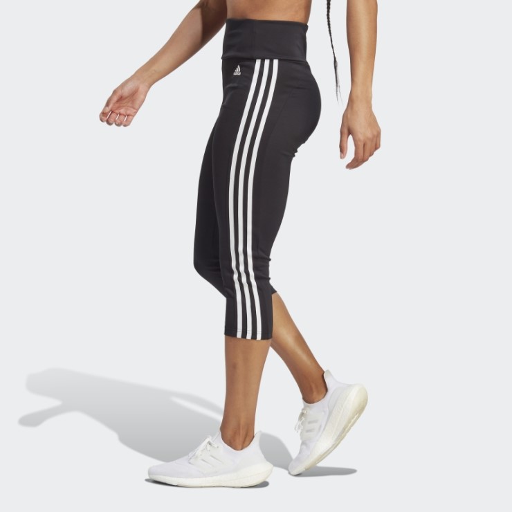 Adidas Diseñó Para Mover Polainas Deportivas De Tiro Alto Con 3 Rayas Y 3/4 Blancas Con Estilo