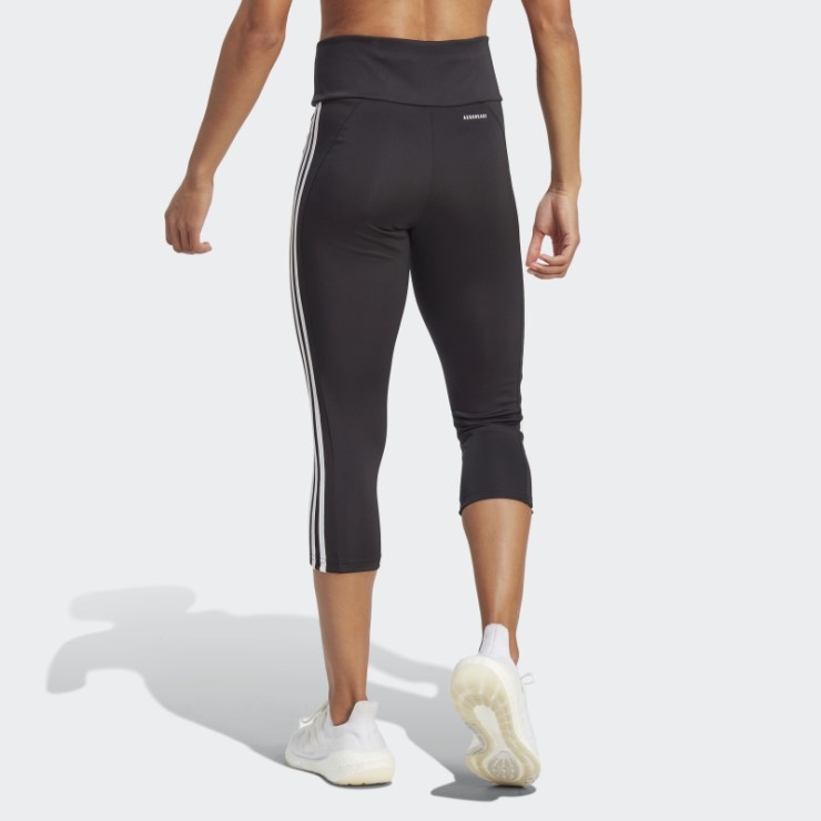 Adidas Diseñó Para Mover Polainas Deportivas De Tiro Alto Con 3 Rayas Y 3/4 Blancas Con Estilo