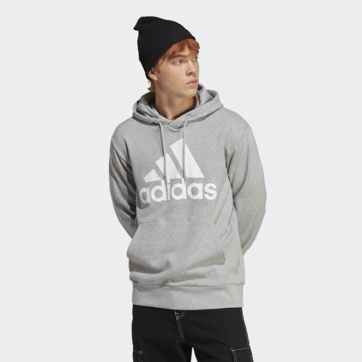 Sudadera Con Capucha Y Logo Grande De Felpa Francesa Essentials De Adidas En Gris Medio