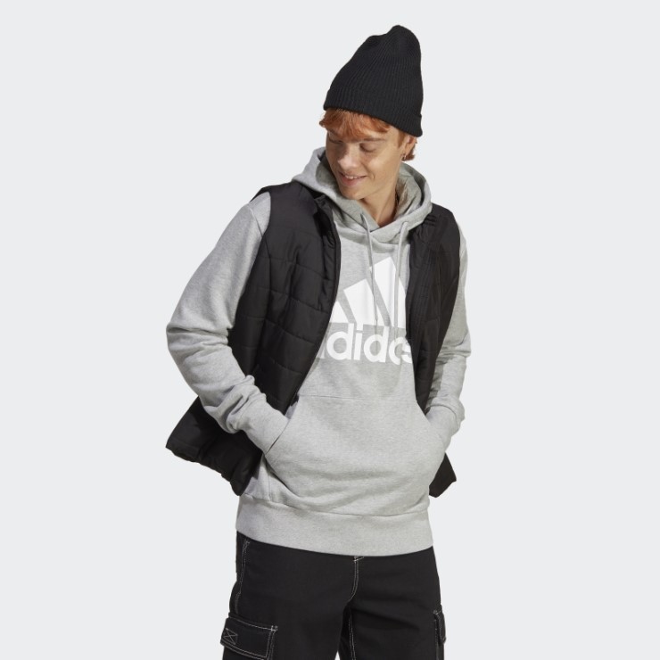 Sudadera Con Capucha Y Logo Grande De Felpa Francesa Essentials De Adidas En Gris Medio