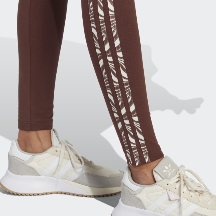 Leggings Con Estampado Animal Abstracto De Adidas, Castaño Rojizo