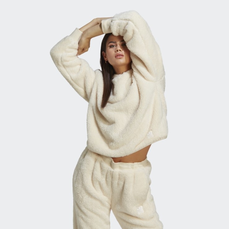 Sudadera Adidas Essentials+ Fluffy Teddy Blanco