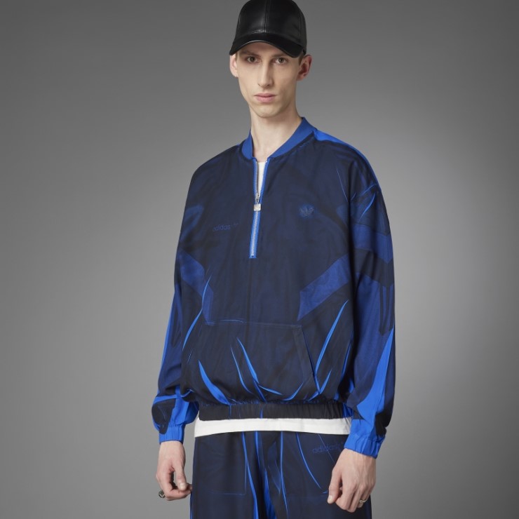 Camiseta De Chándal De Seda Con Media Cremallera Versión Azul Adidas Blue