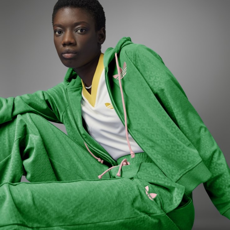 Adidas Adicolor Heritage Now Terciopelo Zip Sudadera Con Capucha Verde