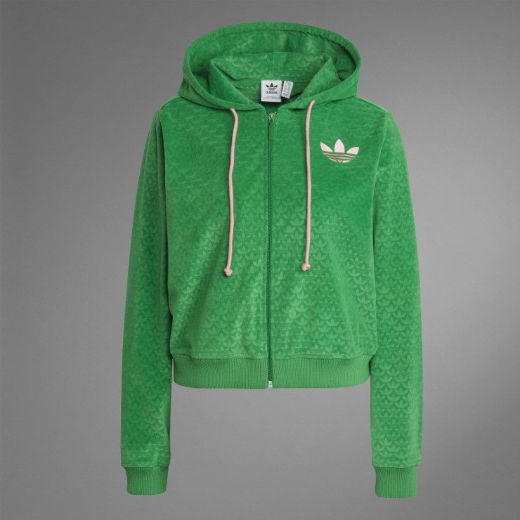 Adidas Adicolor Heritage Now Terciopelo Zip Sudadera Con Capucha Verde