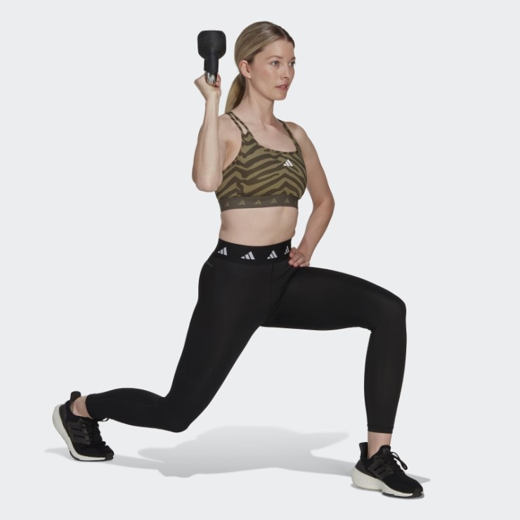 Adidas Hyperglam Techfit Sujetador De Cebra De Soporte Medio Verde Orbit