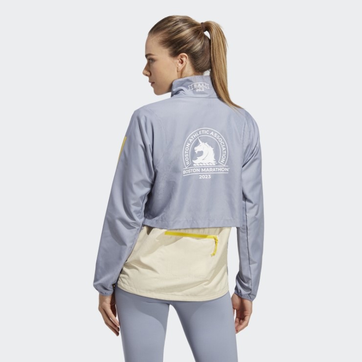 Adidas Boston Marathon 2023 Chaqueta Celebración Plata Violeta