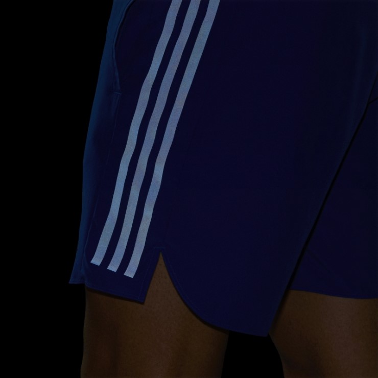 Pantalón Corto Azul Royal Con 3 Rayas Reflectantes Icon Run Adidas