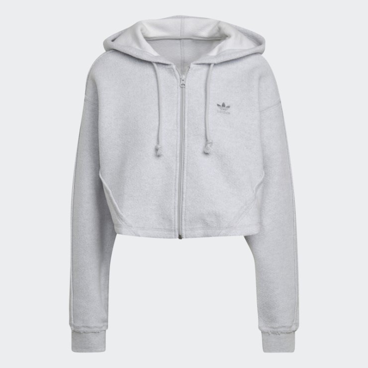 Sudadera Corta Con Cremallera Completa Loungewear Adidas Gris Claro Jaspeado