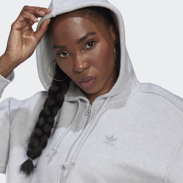 Sudadera Corta Con Cremallera Completa Loungewear Adidas Gris Claro Jaspeado