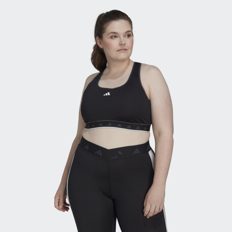 Negro Adidas Hyperglam Powerreact Sujetador De Entrenamiento Techfit De Sujeción Media (talla Grande)