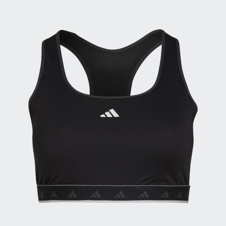 Negro Adidas Hyperglam Powerreact Sujetador De Entrenamiento Techfit De Sujeción Media (talla Grande)