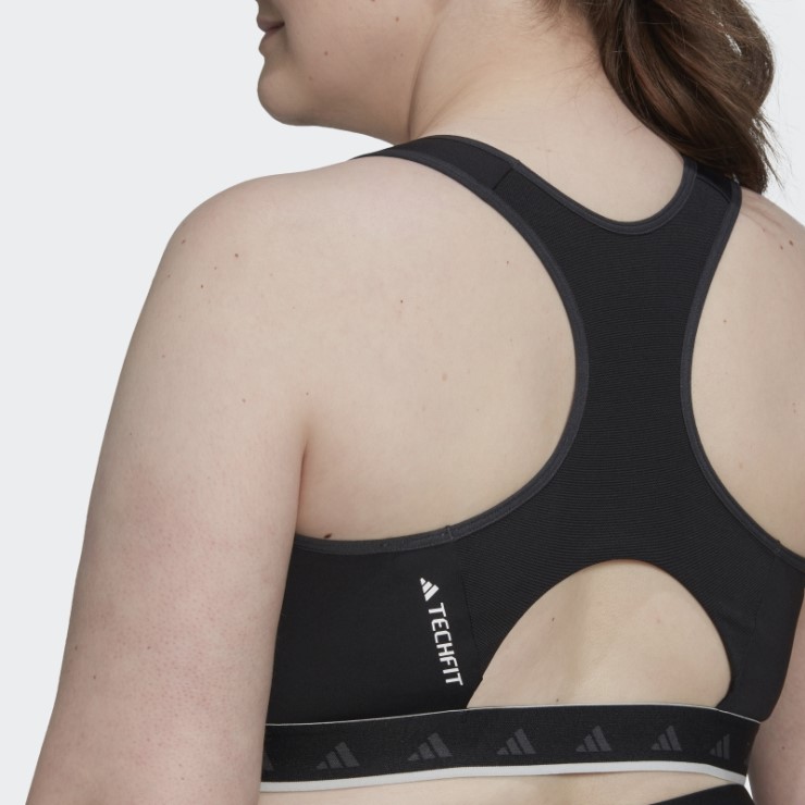 Negro Adidas Hyperglam Powerreact Sujetador De Entrenamiento Techfit De Sujeción Media (talla Grande)
