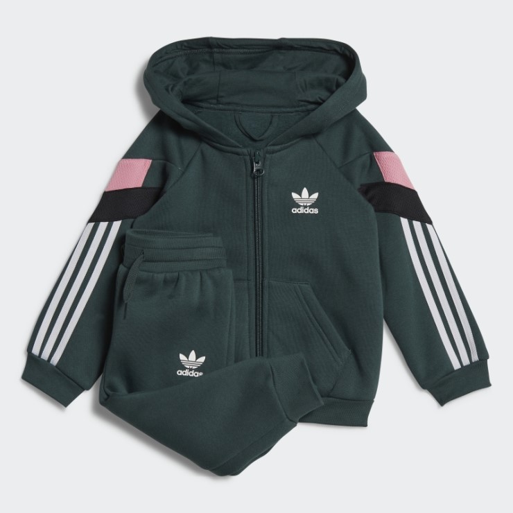 Conjunto De Sudadera Con Cremallera Completa Adidas Verde Mineral