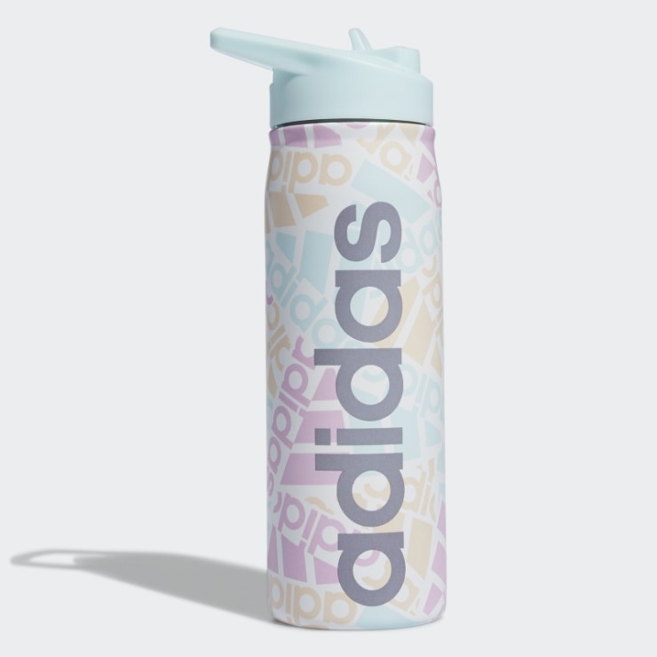 Botella Metal Pajita Adidas Blanca 600 Ml
