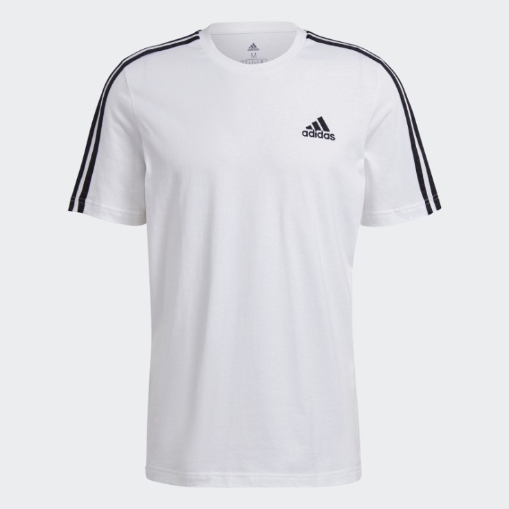 Elegante Camiseta Adidas Essentials 3 Rayas Negra
