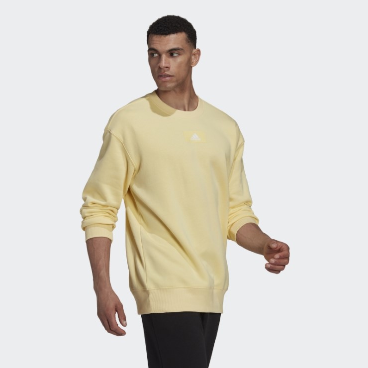 Sudadera Con Hombros Caídos Essentials Feelvivid Cotton Fleece Adidas Amarillo