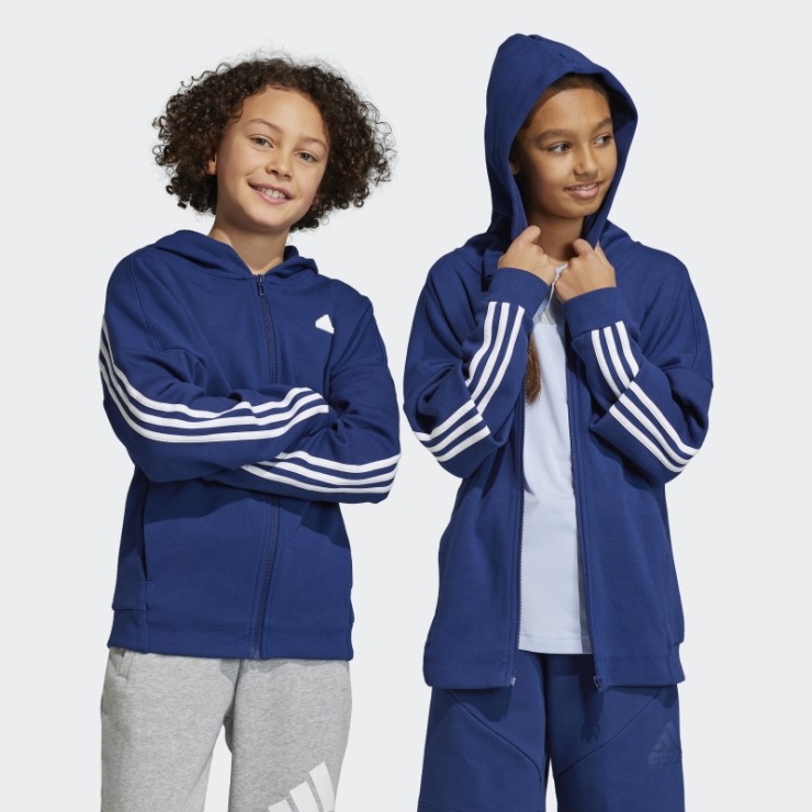 Adidas Sudadera Con Capucha Y Cremallera Completa En Azul Oscuro De Iconos De Futuro De 3 Rayas