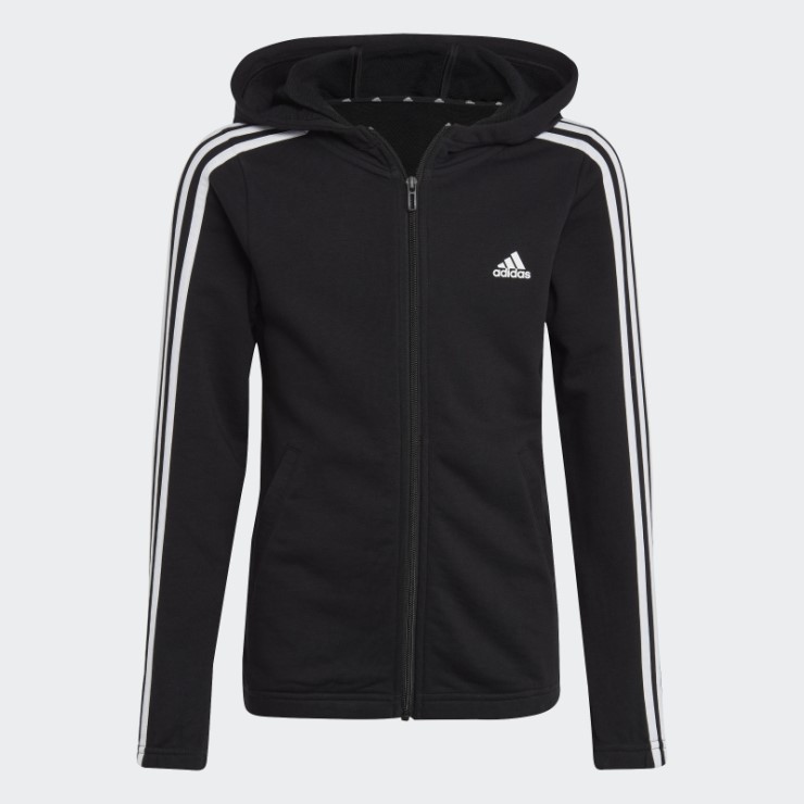 Adidas Sudadera Con Capucha Y Cremallera Completa De 3 Rayas Adidas Negro