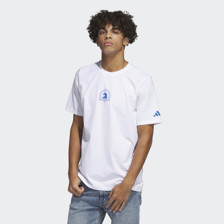 Adidas Boston Marathon 2023 Mapa Gráfico Camiseta Blanca