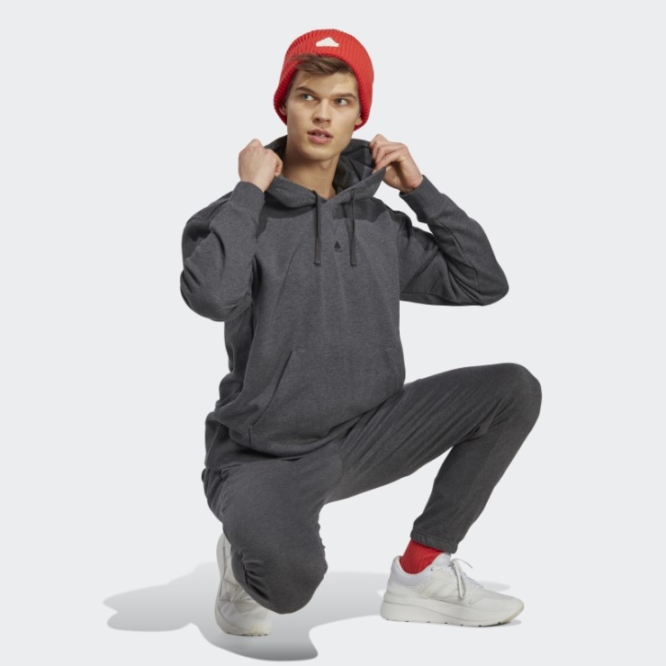 Sudadera Adidas Gris Oscuro Jaspeado All Szn French Terry Sudadera Con Capucha