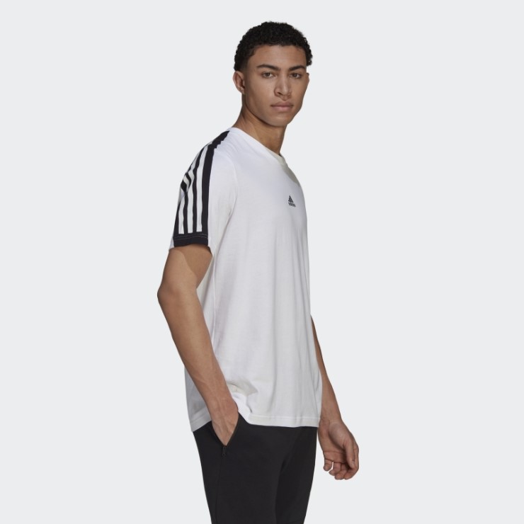 Adidas Camiseta Blanca De 3 Rayas Con íconos Del Futuro Moda