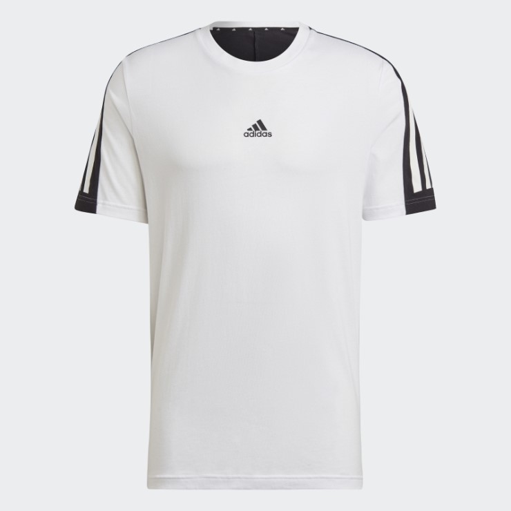 Adidas Camiseta Blanca De 3 Rayas Con íconos Del Futuro Moda