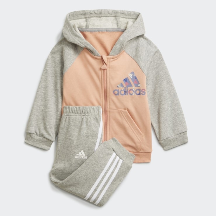 Conjunto Jogger Con Capucha Y Cremallera Completa Insignia De Deporte Color Rubor Adidas
