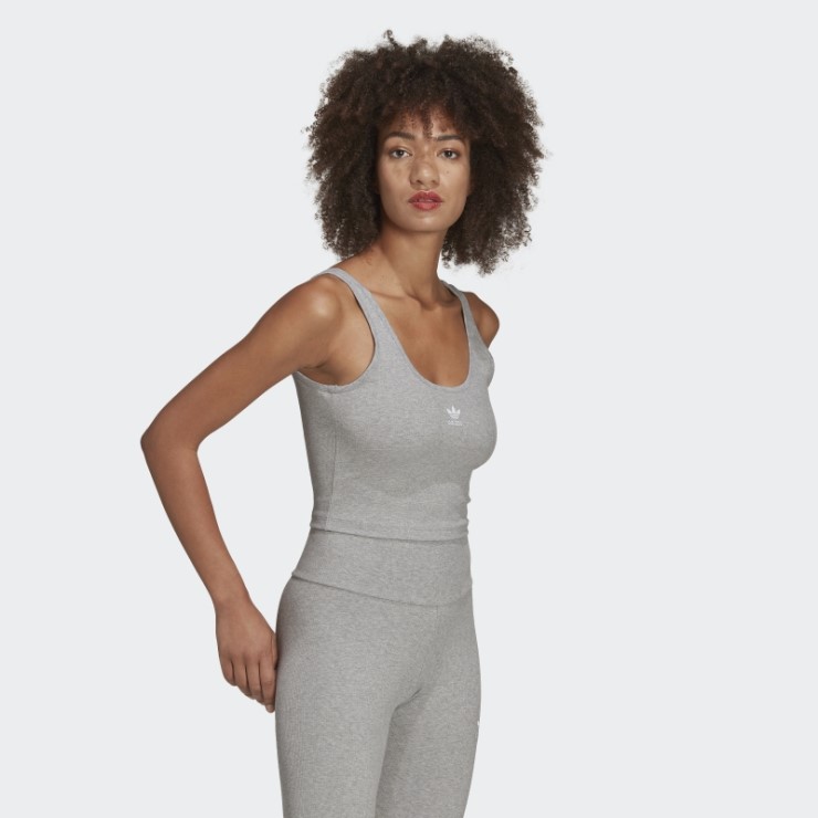 Camiseta Sin Mangas Adicolor Essentials Rib Gris Medio Adidas