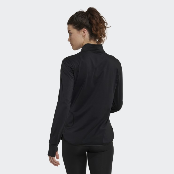 Negro Adidas Techfit Aeroready Warm Camiseta De Entrenamiento Con Un Cuarto De Cremallera