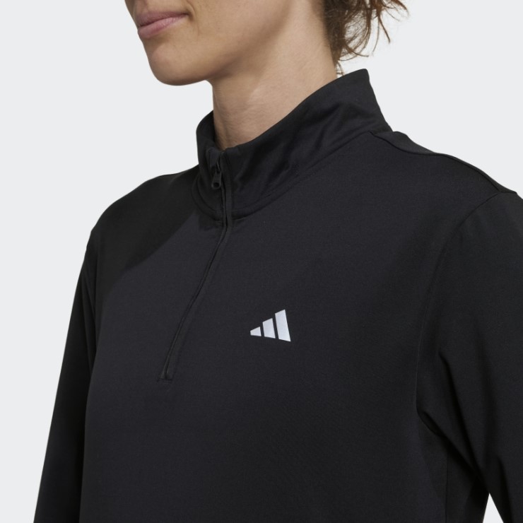 Negro Adidas Techfit Aeroready Warm Camiseta De Entrenamiento Con Un Cuarto De Cremallera