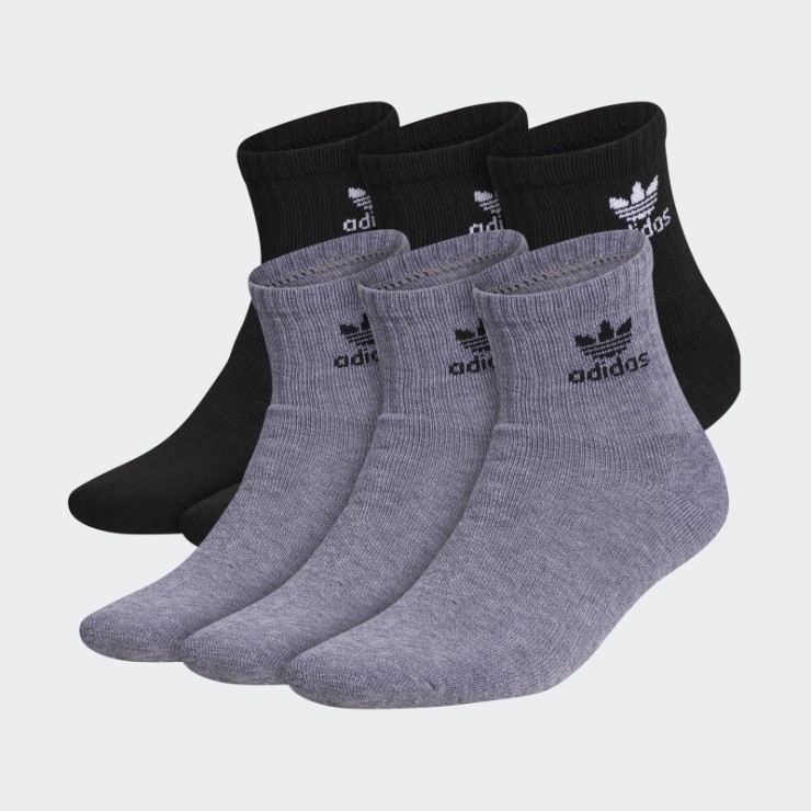 Calcetines Adidas Trefoil Quarter 6 Pares Gris Medio