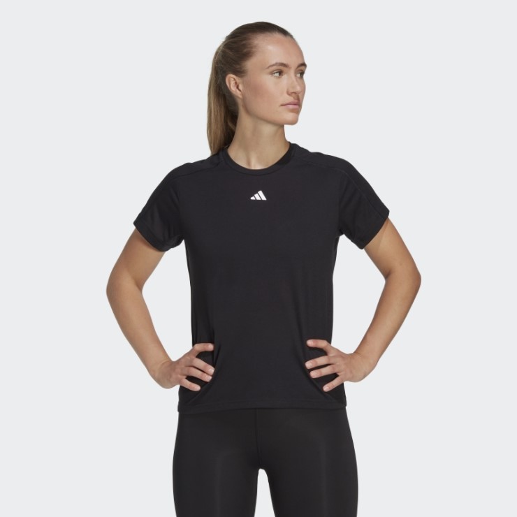 Aeroready Train Essentials Minimal Branding Camiseta Con Cuello Redondo Negro Adidas