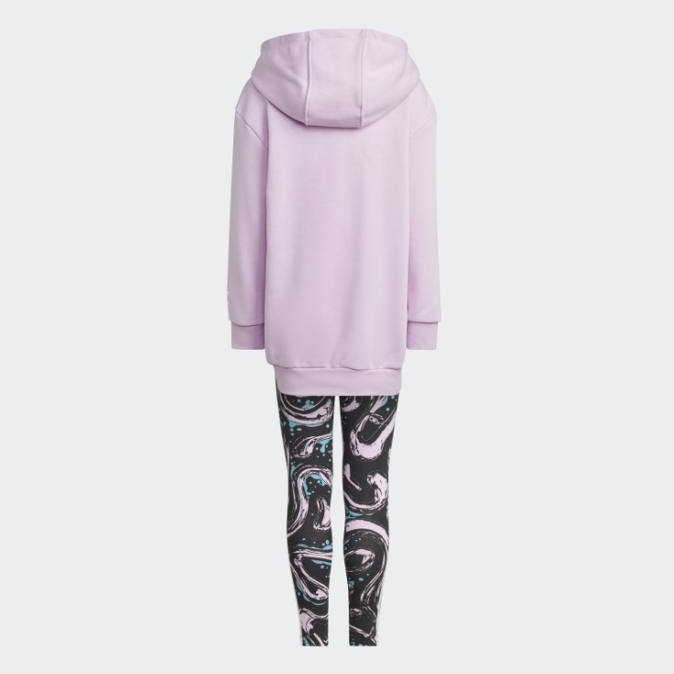 Conjunto De Leggings Con Capucha Y Gráfico Lila De Adidas