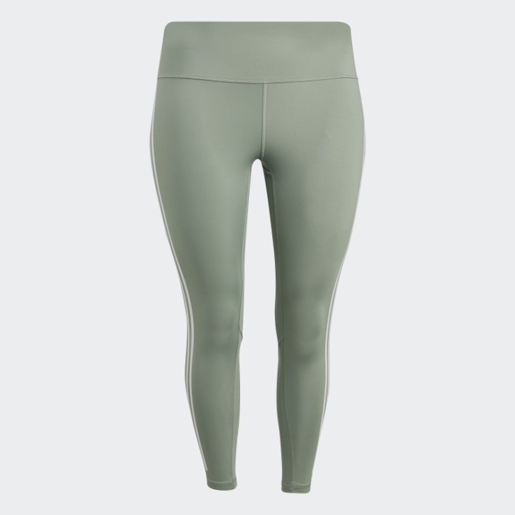 Leggings 7/8 De 3 Rayas De Optime Trainicons (talla Grande) Adidas Plateado Verde