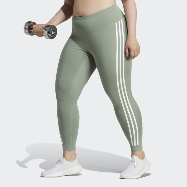Leggings 7/8 De 3 Rayas De Optime Trainicons Verde Plateado (talla Grande) Adidas