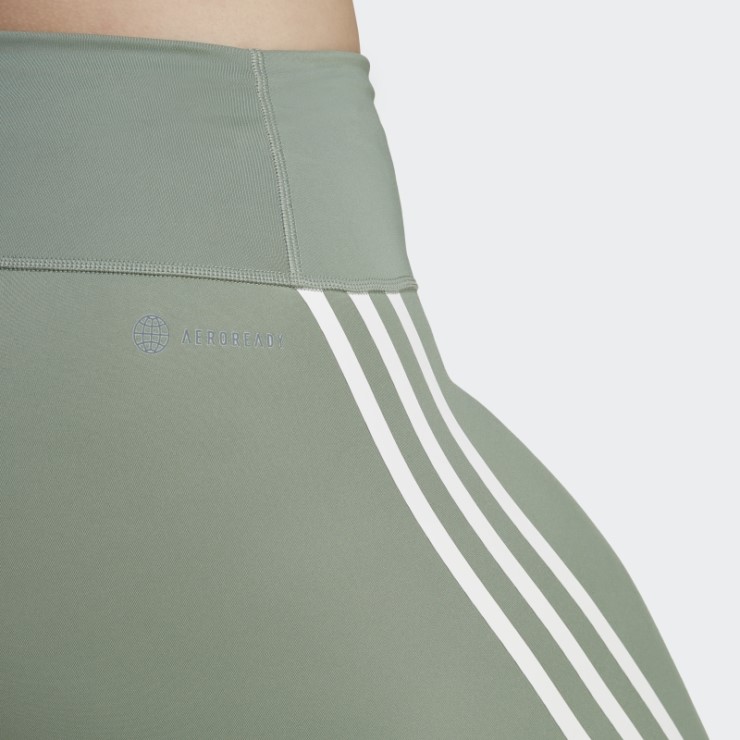 Leggings 7/8 De 3 Rayas De Optime Trainicons Verde Plateado (talla Grande) Adidas