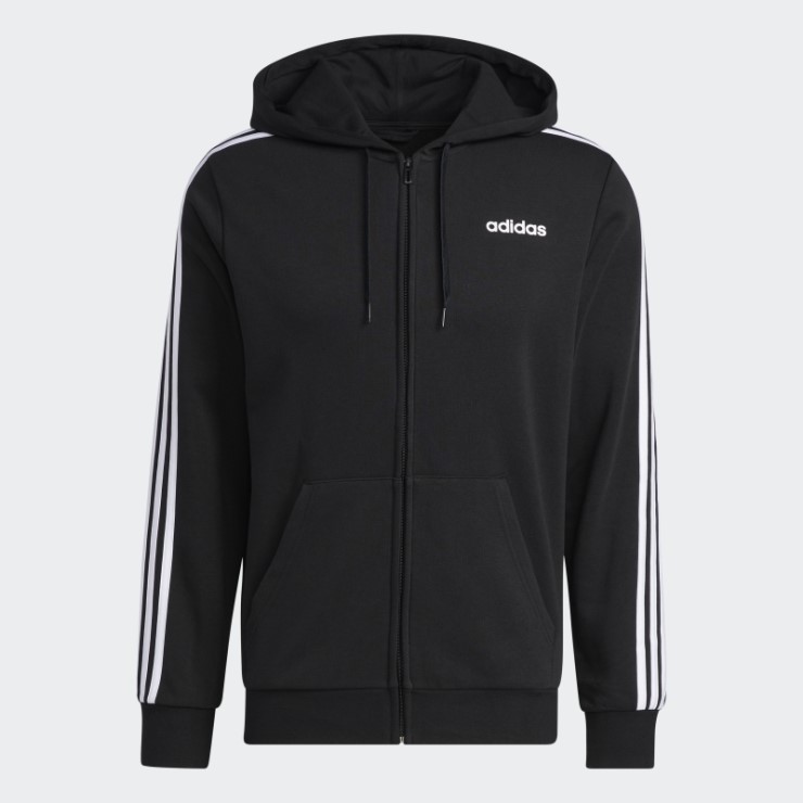 Adidas Sudadera Con Capucha Y 3 Rayas Essentials Negro