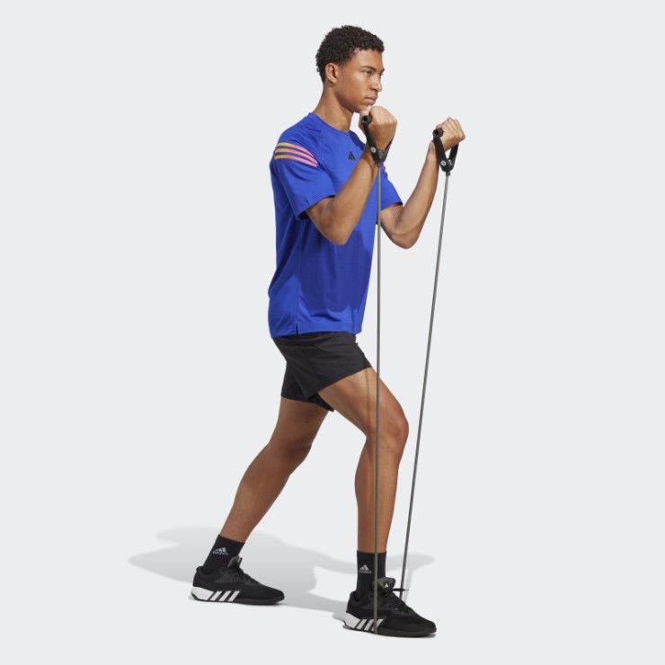 Adidas Camiseta De Entrenamiento Con 3 Rayas De Iconos De Tren Azul