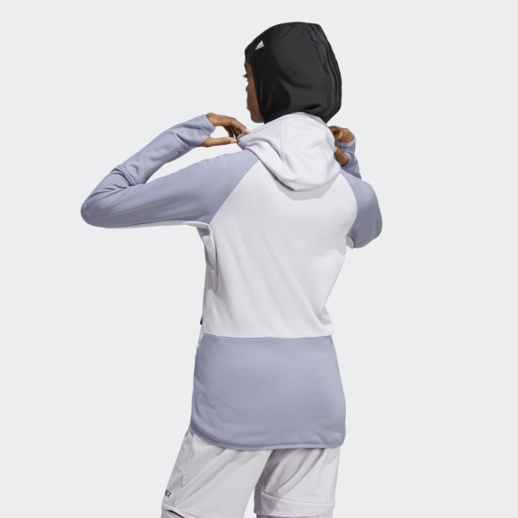 Adidas Terrex Tech Flooce Chaqueta De Forro Polar Con Capucha Para Senderismo Plata Amanecer
