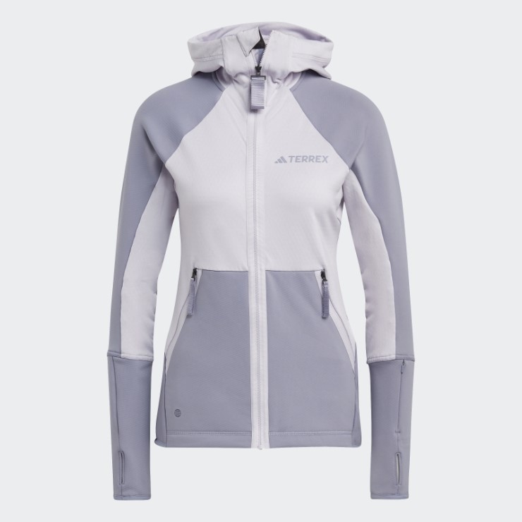 Adidas Terrex Tech Flooce Chaqueta De Forro Polar Con Capucha Para Senderismo Plata Amanecer