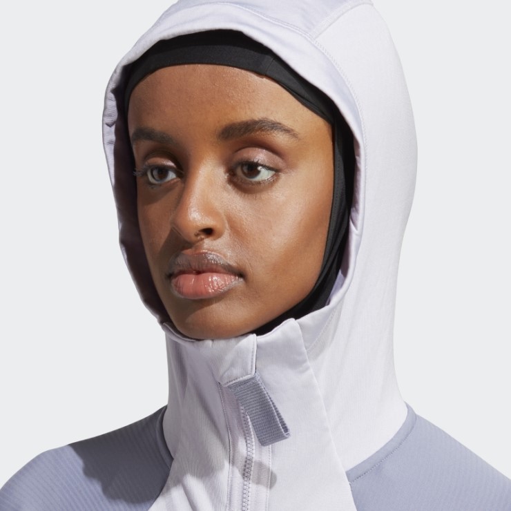 Adidas Terrex Tech Flooce Chaqueta De Forro Polar Con Capucha Para Senderismo Plata Amanecer