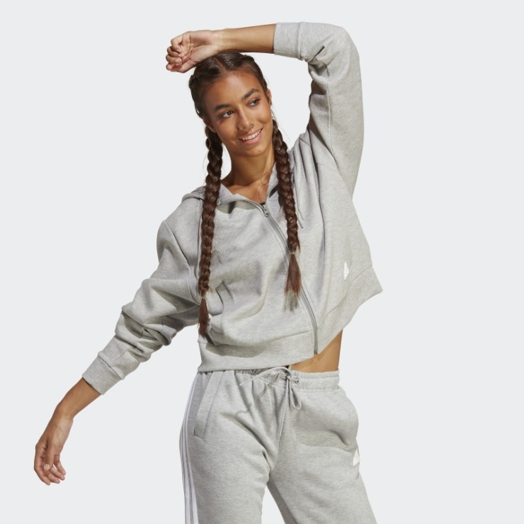 Sudadera Con Capucha Y Cremallera Completa De 3 Rayas De Iconos De Futuro Gris Medio Adidas