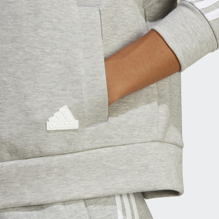 Sudadera Con Capucha Y Cremallera Completa De 3 Rayas De Iconos De Futuro Gris Medio Adidas