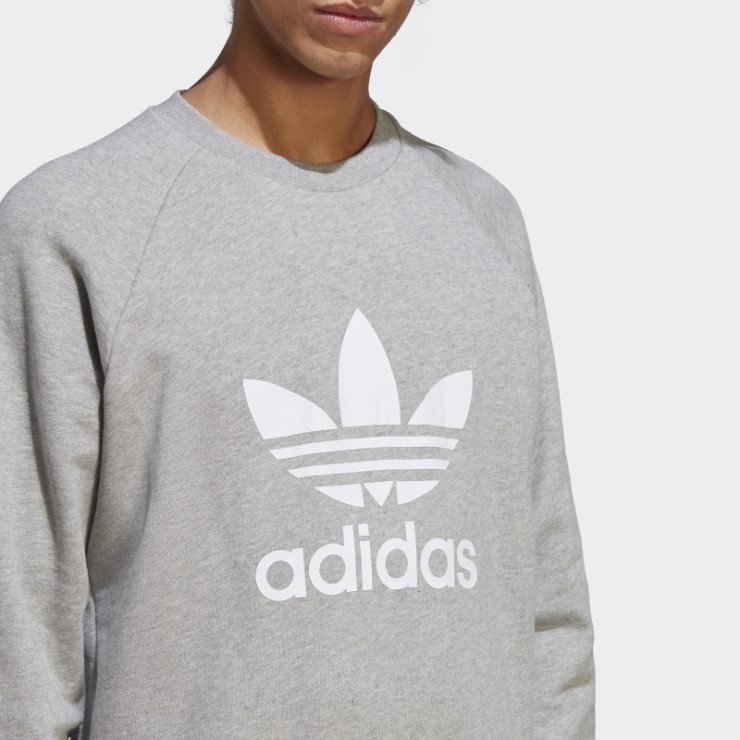 Sudadera Adicolor Classics Trefoil Cuello Redondo Adidas Gris Medio