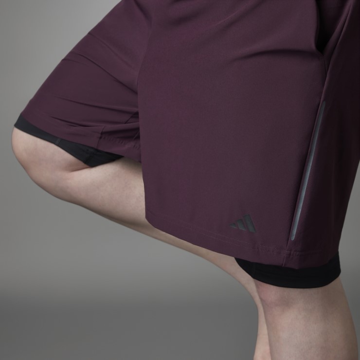 Pantalones Cortos 2 En 1 Granate Adidas Authentic Balance Yoga