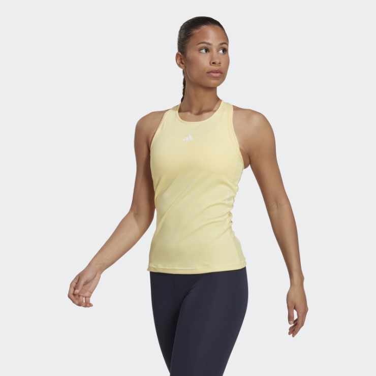 Adidas Camiseta Amarilla De Entrenamiento Con Espalda Cruzada Techfit