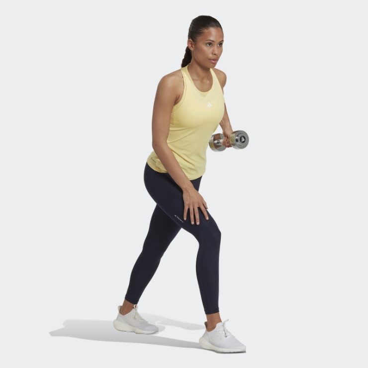 Adidas Camiseta Amarilla De Entrenamiento Con Espalda Cruzada Techfit